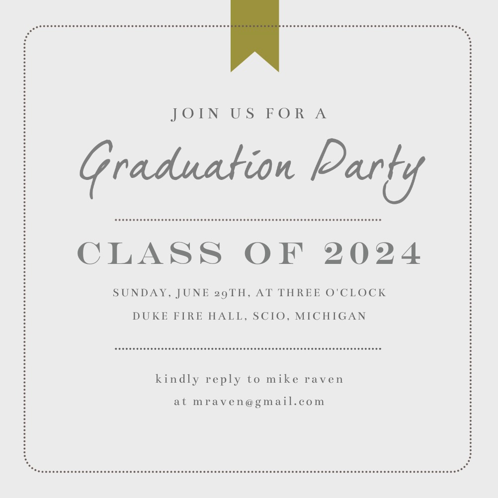 Simple Class Graduation Party Invitation Template Free Greetings Island 4628